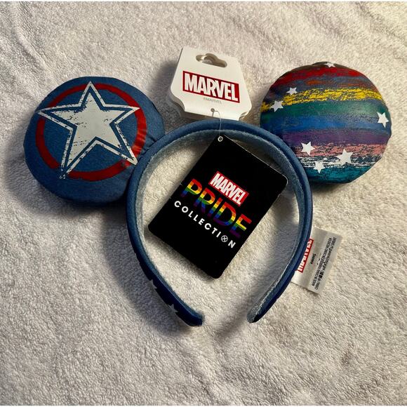 Disney Park Ears Marvel Captain America Pride Ear Headband New - Picture 1 of 4